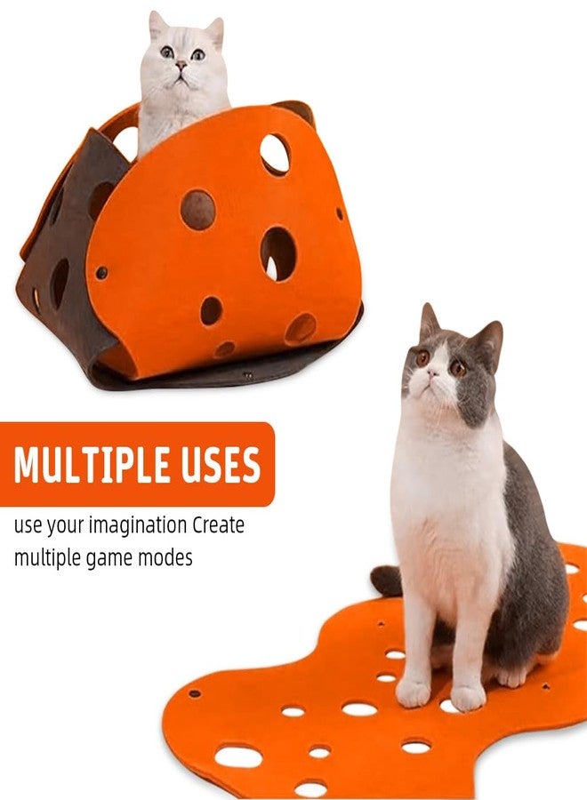 Qpets® Felt Cat Tunnel Toy Set of 2, Porous Dual-Color Felt Tunnel for Cat, Cut-Out Design for Play & Hide, Long Pet Tunnel Ideal for Kittens & Large Cats (90x22CM) - Image 3